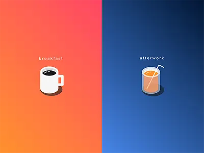 Breakfast ☕️ // Afterwork 🍹 - Flat design illustrations cool drinks glass gradient illustration illustrator morning mug night warm