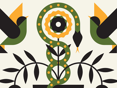 2018 Calendar birds calendar flowers leaves snake