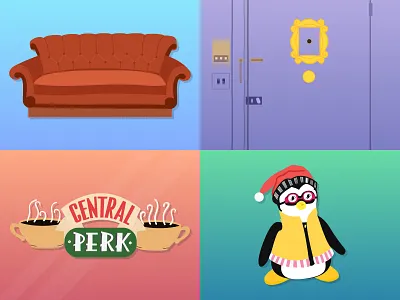 If you are F.R.I.E.N.D.S' fan then guess these names and comment central chandler couch friends gradient hugsy illustration joey minimal monica perk tv