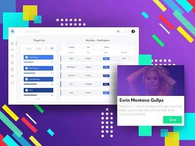 Nucleus presentation app colors dashboard interface landing stats trend ui users ux webapp