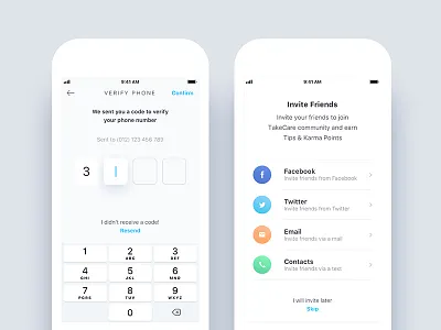 TakeCare - Shipping App android form interface invite friends ios photoshop sign up sketch ui ux verification
