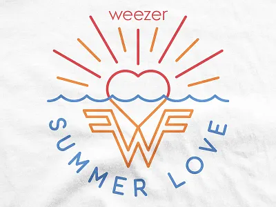 Weezer / Summer Love beach heart love merch monoline music ocean pacific daydream shirt summer t shirt weezer