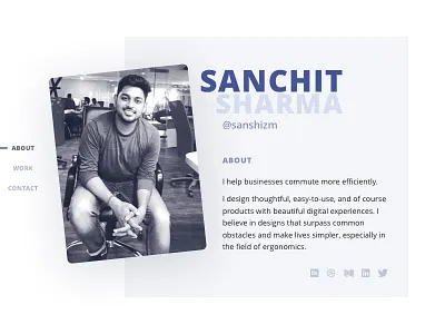 Portfolio Idea 01 about contact minimal portfolio profile social ux work