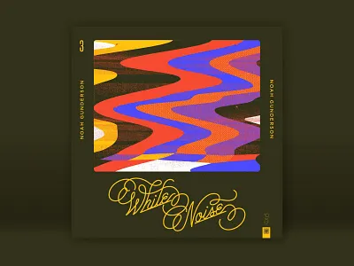 10x17 - 3. Noah Gundersen, White Noise album art cursive glitch lettering script tv white noise