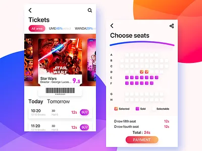 Movie 2 colour movie ticket
