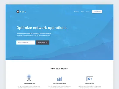 Optimize network operations - UI automation bar blue chart data homepage landing page network operations tower
