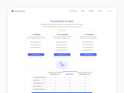 Pricing page - Auto Adwords comparison design material pricing product ui ux