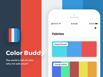 Color Buddy - Palette Manager for iOS card color dev ios iphone manager minimal mobile mockup sketch swift