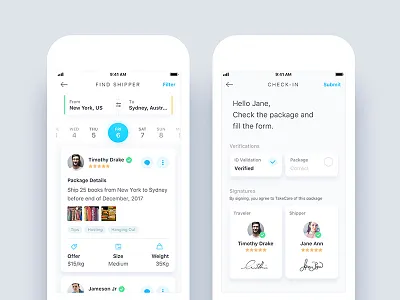 TakeCare - Shipping App android check in dashboard feed form interface ios photoshop sketch ui ux