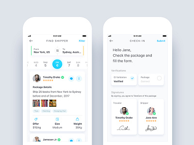 TakeCare - Shipping App android check in dashboard feed form interface ios photoshop sketch ui ux