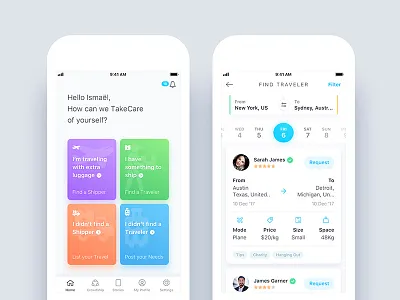 TakeCare - Shipping App android dashboard feed form home interface ios photoshop sketch ui ux