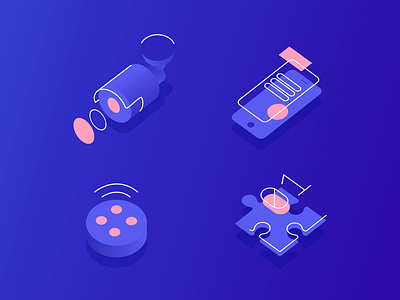 ParkingLot Icons camera gradient icon icons isometric line phone puzzle sensor vector