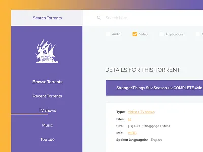 Piratebay—UI Weekly Challenges-Season 02 / Week [7/10] pirate bay torrent ui ux