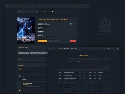 The Pirate Bay Redesign - UI Challenge S02W07 black clean dark flat pirate pirate bay piratebay redesign ui web weekly ui