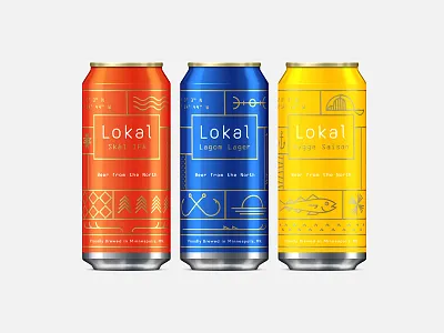 Lokal beer brand brewery cans illustration logo minneapolis minnesota north packaging scandinavian