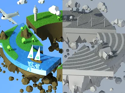 Renewable World 3d campaign cinema 4d illustration planet recycle wall art world