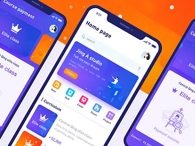 Jing A studio UI interface 2.5d art card examination illustrations interface ios11 painting payment style ui
