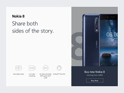 Nokia 8 Landing Page clean landing minimal nokia phone web website white