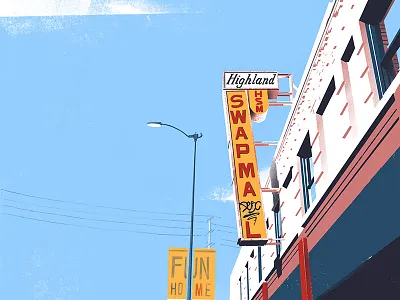 HSM highland park illustration ipad los angeles mall pro create sign signage street texture
