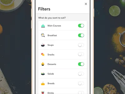 Food Filter app delivery detail filter food food icon ios11 iphone mobile startup ui ux