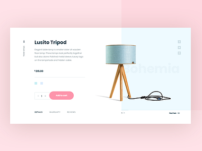 Tripod Lamp - product page branding cart design ecommerce flat product type typography ui ux vector web