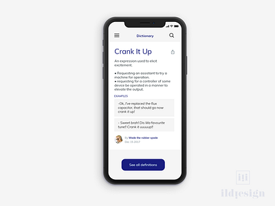 Word Definition Card UI Design definition dictionary dictionary ui ildiesign ildiko ignacz iphone ui ui design ui pattern ux ux design