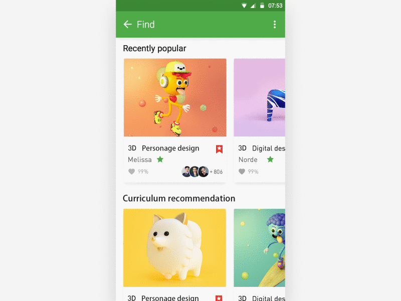 Find page cuorse find gif ui ux