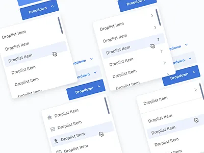 Dropdown - New Version blue button design system dropdown list web