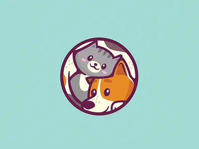 Cat & Dog logo animal animal love rescue branding cat cat dog shelter cat logo cute cute colorful branding dog dog logo icon identity illustration kawaii logo logo mark brand mark