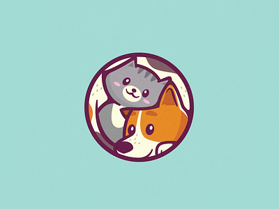 Cat & Dog animal love rescue cat dog shelter cute colorful branding logo mark brand