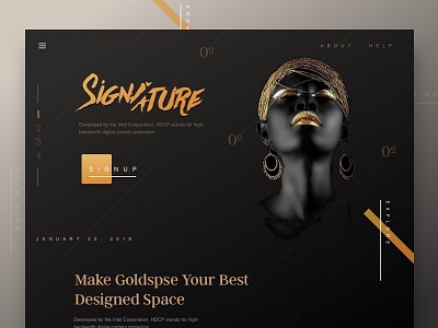 Signature Queen 2018 black dark dark header dark website gold golden web website website header
