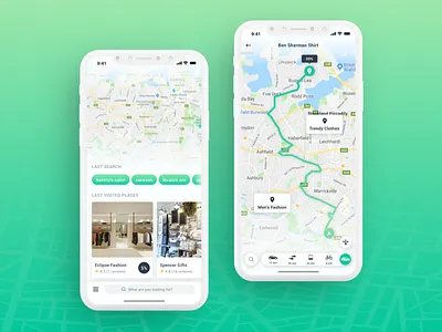 Shopping Assistant App app card distance green ios location map mobile nearby product shopping