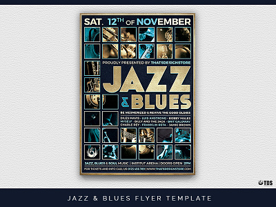 Jazz And Blues Flyer Template blues concert flyer gig gold indie jazz music poster rock template thatsdesignstore
