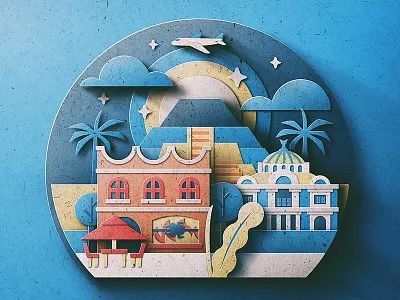 Mexico City Digital Paper Pop Up airport landmark mexico city moonlight paper plants pyramid restaurant san diego texture travel