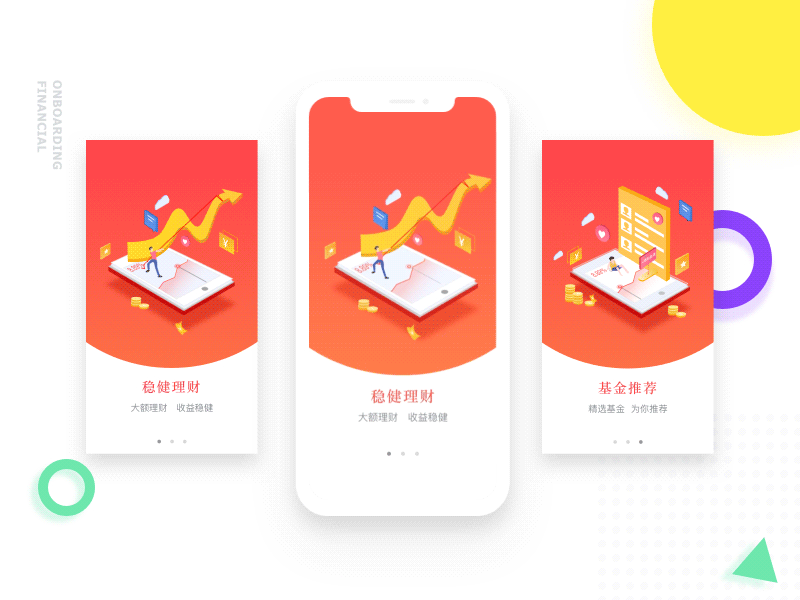 Onboarding Page 2.5d animation character data financial fund gif interface iphonex on boarding onboarding slide