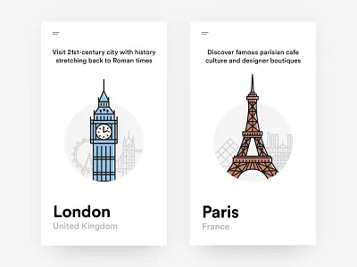 Landmarks - Illustration Exploration bigben eiffel tower illustration landmark line london louvre notre damme outline paris skyline tower