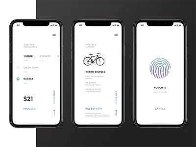 Minimal Bike Rental App app bicycle bike clean iphone x minimal mobile rent san francisco shop ui ux