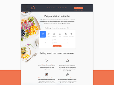 Landing Page diet eat landing marketing page planner website