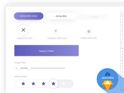 Itshansen Free UI Sample alphabar application buttons filter itshansen kit rating sketchfile sliders ui