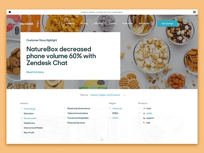 Customer Stories - Filters customer stories filter redesign user experience web design zendesk
