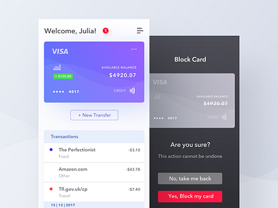 Bank App app bank bright card dark fireart fireart studio list purple ui ux white