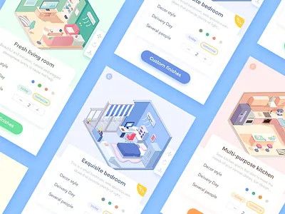 Isometric Room 2.5d app blue financial furniture isometric room