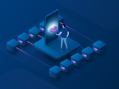 Pooled Lending Service Illustration blockchain crypto cryptocurrency design elix ethereum illustration isometric lending mining ui