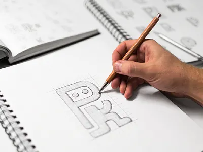 PeopleKeep Logo Sketch branding concepts letters logo mascot peoplekeep photo pk process sketch