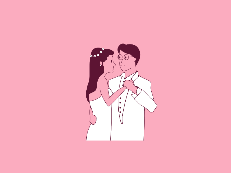 Wedding dance animation dance flat illustration kumbu line art love memory souvenir wedding