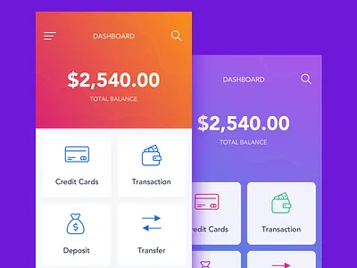 Scbl Dashboard bank app colorful credit finance app gradient illustration ios iphone mobile bank payment splash ui