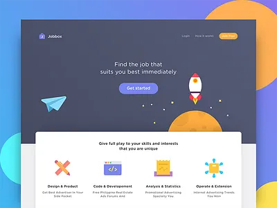 Jobbox app clean color icon ui ux web