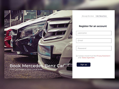 car website shot car login page signup typography ui ux web