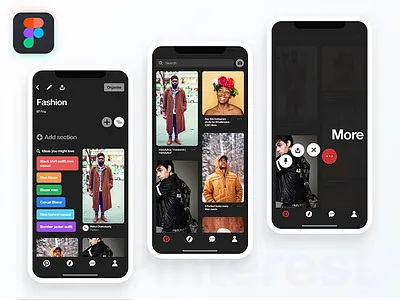 Pinterest Dark Figma Freebie .fig dark download figma free freebie iphone x mockup night mode pinterest theme ui