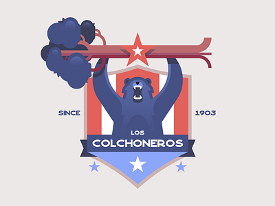 Atlético Madrid 🔴🔵 badge bear crest cute football icon illustration logo retro soccer spain texture
